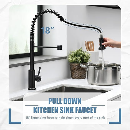 GIMILI Oil Rubbed Bronze Kitchen Faucet with Pull Down Sprayer Single Hole Stainless Steel Sink Faucet, Suitable for Farmhouses, RV, Laundry Room, Outdoor, and Campers. Llave para fregadero de cocina