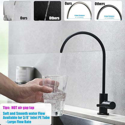 Havin Bar Sink Faucet, RO Water Filter Tap, Drinking Water Faucet fits Most Water Filtration System, Kitchen Reverse Osmosis Faucet, Beverage Dispenser, Lead-Free Stainless Steel (Matte Black)