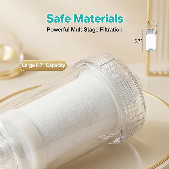 1 micron Carbon Shower Filter, Visible Water Filter for Washing machine, shower head filter, 99% Removal of Chlorine, Fluoride, Heavy metal, Odor & Scale, Improves Skin Condition, Protects hair