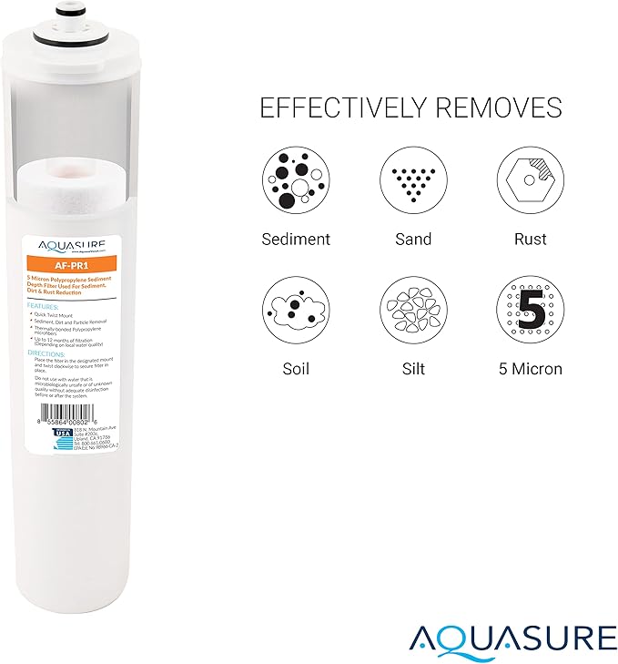Aquasure Premier Series Complete 4-Stage Quick Twist Filter Replacement Cartridge Bundle Set AF-CP100 | Compatible with AS-PR100 Under Sink Reverse Osmosis RO Filtration System for Well Water