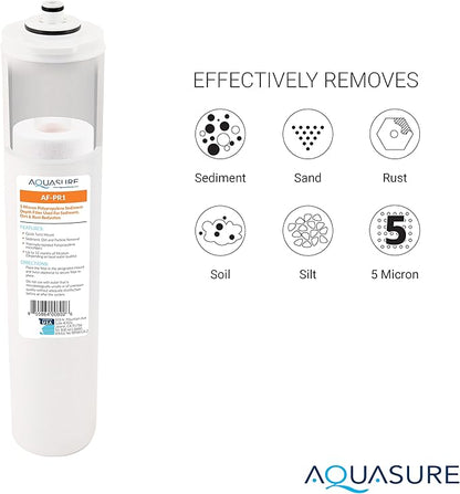 Aquasure Premier Series Complete 4-Stage Quick Twist Filter Replacement Cartridge Bundle Set AF-CP100 | Compatible with AS-PR100 Under Sink Reverse Osmosis RO Filtration System for Well Water