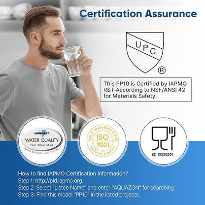 PUREPLUS 1 Micron 10" x 2.5" Whole House Sediment Home Water Filter Cartridge Replacement for Any 10 inch RO Unit, Culligan P5, Aqua-Pure AP110, Dupont WFPFC5002, CFS10, WHKF-G05, 4Pack