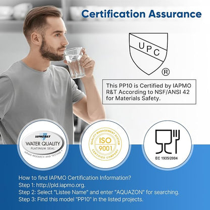 PUREPLUS 1 Micron 10" x 2.5" Whole House Sediment Home Water Filter Cartridge Replacement for Any 10 inch RO Unit, Culligan P5, Aqua-Pure AP110, Dupont WFPFC5002, CFS10, WHKF-G05, 4Pack