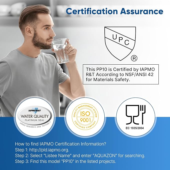 PUREPLUS 10 Micron 10" x 2.5" Whole House Sediment Home Water Filter Cartridge Replacement for Any 10 inch RO Unit, Culligan P5, Aqua-Pure AP110, Dupont WFPFC5002, CFS10, WHKF-G05, 4Pack