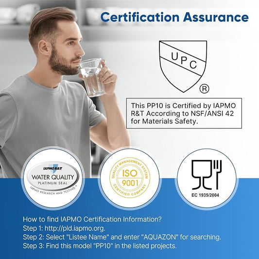 PUREPLUS 10 Micron 10" x 2.5" Whole House Sediment Home Water Filter Cartridge Replacement for Any 10 inch RO Unit, Culligan P5, Aqua-Pure AP110, Dupont WFPFC5002, CFS10, WHKF-G05, 4Pack