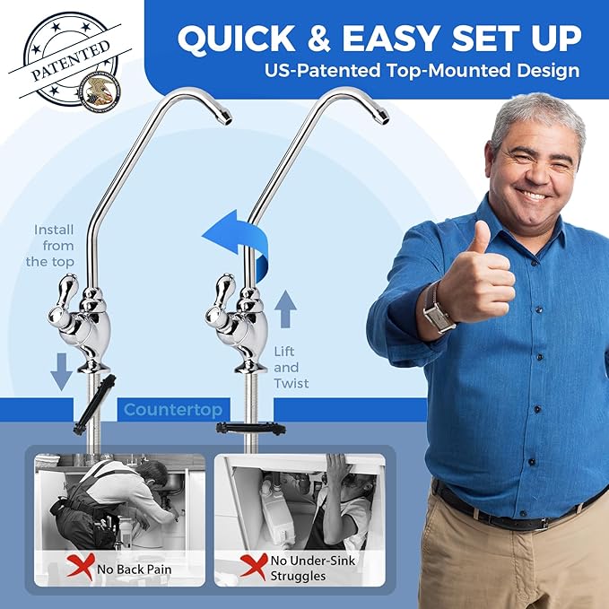 PureDrop RTW5AK SGS-Tested Reverse Osmosis Alkaline Water Filter System, 6 Stage pH+ Alkaline Remineralization Under Sink RO Water Filtration System Plus Extra 3 Filters, 50 GPD