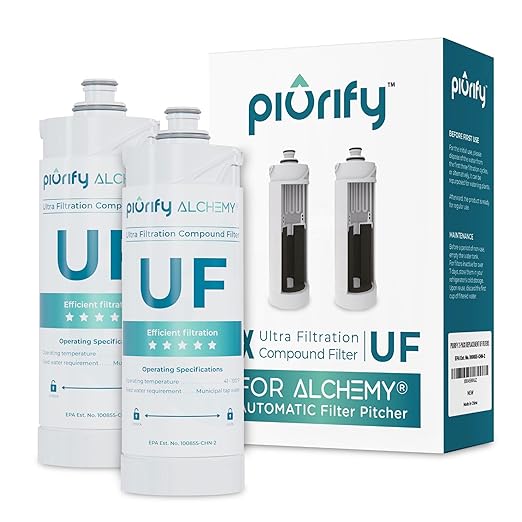 PIURIFY 2-Pack Replacement UF+ Carbon Filters for Alchemy Countertop Automatic Filter - 1 Year Supply