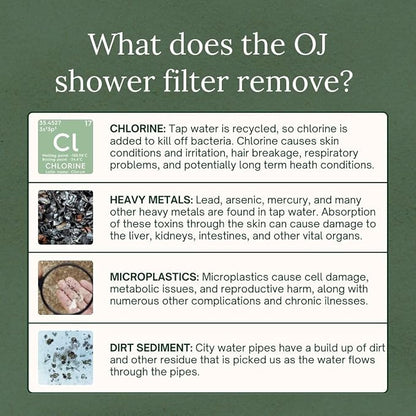Organic Jaguar Shower Filter, 22 Stage Water Shower Head Filter For Hard Water, Heavy Metals, Chlorine & Impurities, Supports Hair and Skin Health & Hydration, Easy Installation, Long Lasting, Chrome