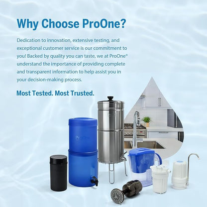 ProOne 9-Inch Gravity Water Filter Replacement G-Series 3-Pack - Universally Compatible with Gravity Water Filter Systems - NSF/ANSI Certified to Reduce Lead, Reduce Microplastics, & Total PFAS