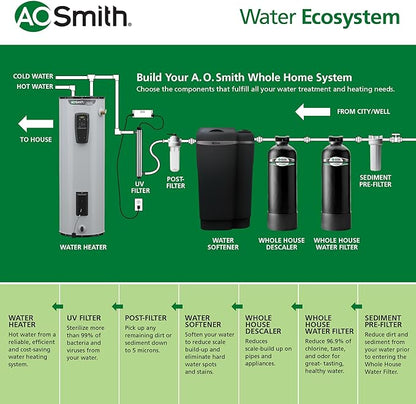 AO Smith Whole House Salt Free Descaler System - Works with City & Well Water Filters - 6yr, 600,000 Gl - Water Softener Alternative for Home - AO-WH-DSCLR