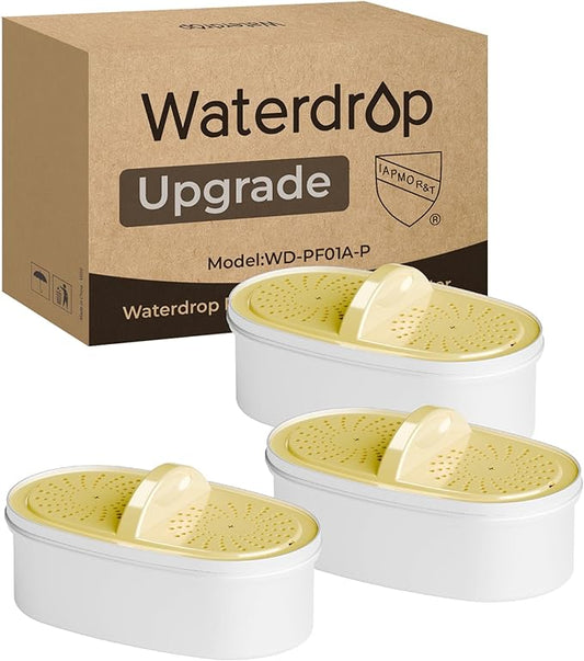 [Original] Waterdrop PF01A-P Upgrade NSF 53 & 42 & 372 Certified Replacement Filters, for Waterdrop Pitcher and Dispenser, Reduces Lead, PFAS, PFOA/PFOS, Chlorine, Cadmium, Copper, Mercury, 3 Pack