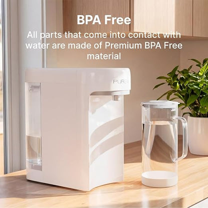 PR1-A Countertop UV Reverse Osmosis Water Filter System, 6 Stage RO Filtration Purifier No Plumbing Machine for Home Counter Top with 68 fl.oz(2L) Glass Pitcher, TDS and Filter Life Detection