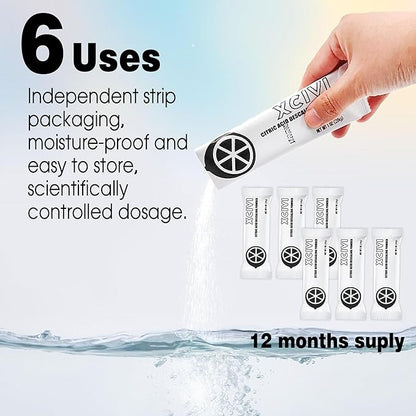 xcivi 6 Pack Ice Maker Descaling Powder Compatible with GE Profile Opal 2.0 Ultra Nugget Ice Maker, Citric Acid Descaling Powder Removes Mineral Deposits and Scale Build-up, Enhanced Ice Performance