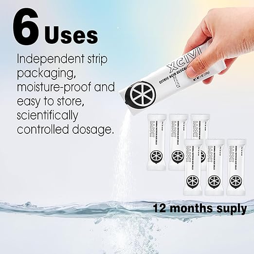 xcivi Ice Maker Descaling Powder Compatible with GE Profile Opal 2.0 Ultra Nugget Ice Maker, Citric Acid Descaling Powder Removes Mineral Deposits and Scale Build-up, Individually Packed (12)
