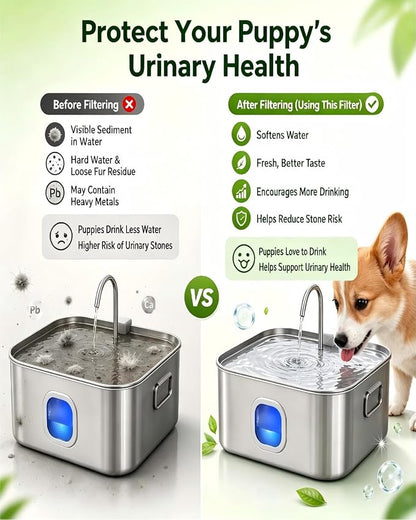 12 Pack Dog Water Fountain Filters Replacement Compatible with Zuqqony DYSJ01 12L MAILOFY WF120 WF160 FIYOVA Stainless Steel Automatic Pet Dispenser, 5-Layer Water Softener Carbon Filter, 6-Month Set