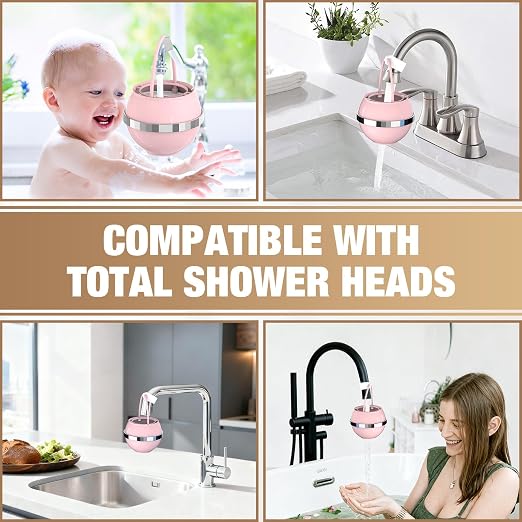 SHLLKTTRY Bath Water Filter for Tub Faucet with Overflow,Filtration,Remove Contaminants,Chlorine,Fluoride,Hard Water Softener,Enhances Health of Skin,Hair,Nails,Relieve Eczema,3,000 Gallons,Pink