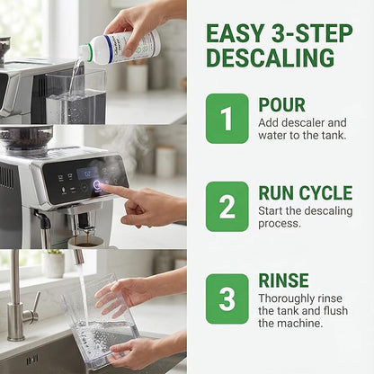 Descaling Kit Compatible with Delonghi Coffee Machines: 2 Full Maintenance Cycles | 2 Compatible with De'Longhi water Filters + 2x100ml Descaling Solution Replace Every 3 Months （6-Month）