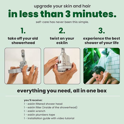 Eskiin Shower Head Water Filter Replacement For The Eskiin Showerhead - High Pressure Shower Heads Replacement For Smooth Hair & Skin - Replacement Cartridge Fits The Eskiin Filtered Shower Head