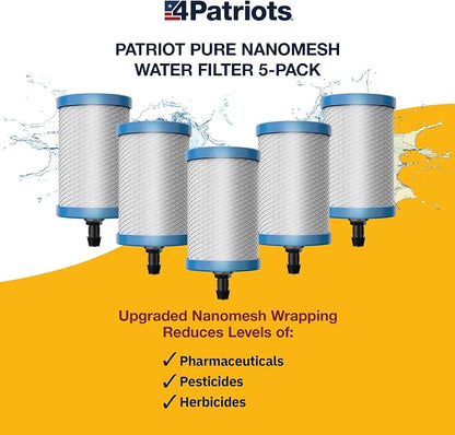 Patriot Pure Nanomesh™ Water Filter For 200+ Contaminants, Good for up to 800 gallons (5-Pack)