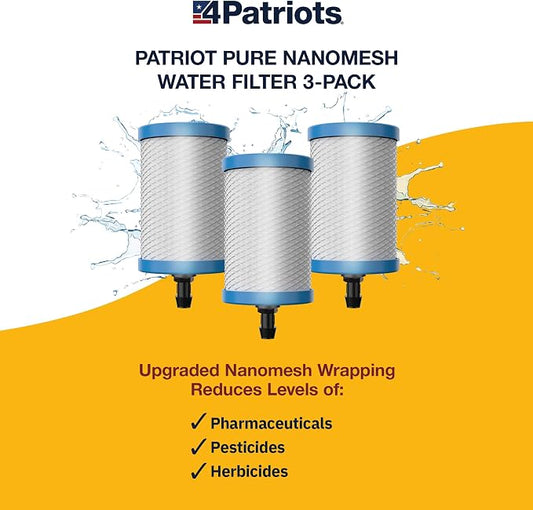 Patriot Pure Nanomesh™ Water Filter 3-Pack for 200+ Contaminants, Good for up to 800 gallons