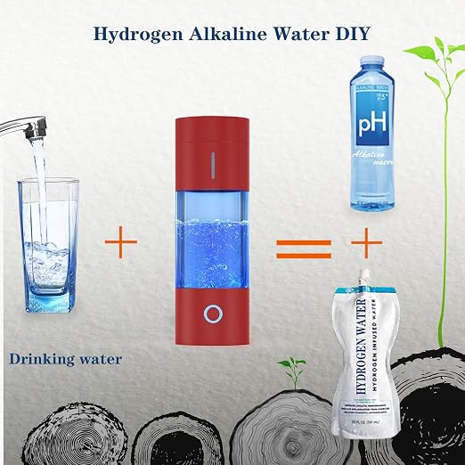 Tritan Hydrogen Water Bottle Generator - 5Min Quick Electrolysis Hydrogen Water Machine, madeking Portable Rechargeable Hydrogen Rich Water Cup Maker, Good for Travel, Sports, Gift, Type C (red)
