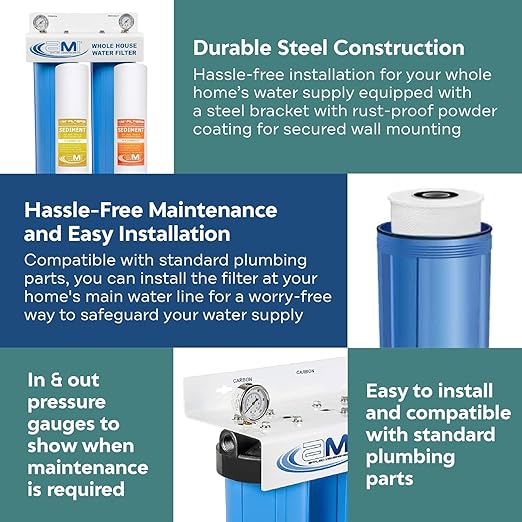 Applied Membranes Inc. 2-Stage Whole-House Water Filter System, 1-Micron and 5-Micron 4.5-Inch by 20-Inch Filters