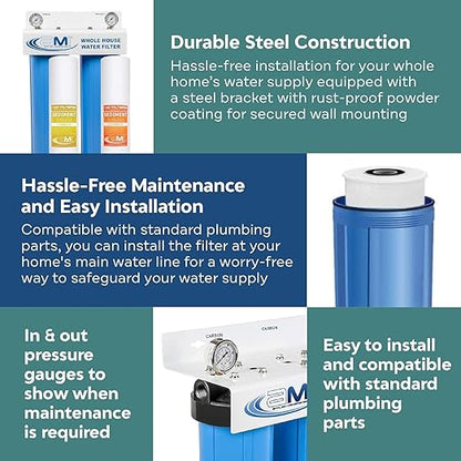 Applied Membranes Inc. 2-Stage Whole-House Water Filter System, 1-Micron and 5-Micron 4.5-Inch by 20-Inch Filters