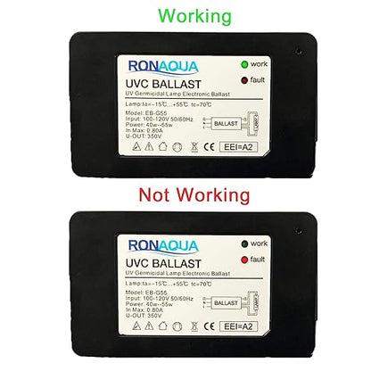 Ronaqua 55W Whole House UV Light Water Purifier, 12 GPM, 3/4'' MNPT Ports - Includes 2 Free Replacement Bulbs, Long-Lasting Performance, Ideal for Well & City Water