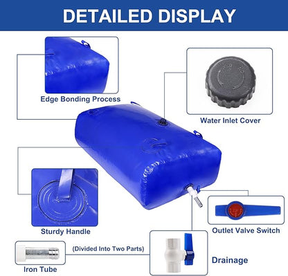 GHOSOONE 330 L/87 Gal Water Bladder Tank, Foldable Portable Water Storage Container, Emergency Water Bag for RV, Truck Bed, Fire Prevention, Drought Resistance, Blue