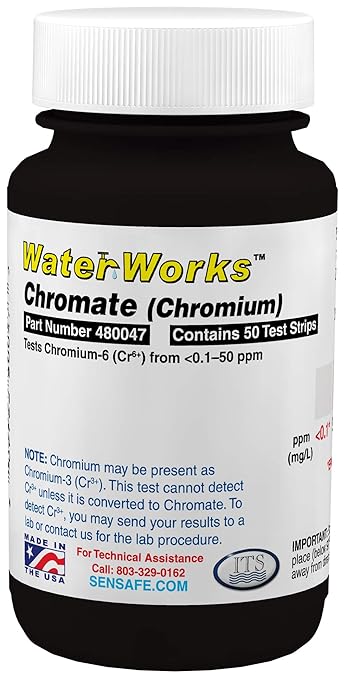Industrial Test Systems WaterWorks 480047 Chromium (Chromate), 1 Minute and 17 Seconds Test Time, 0.1-50mg/L Range (Bottle of 50)