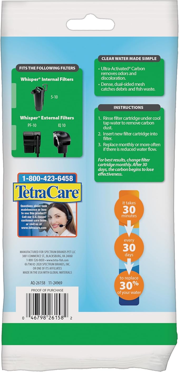 Tetra Whisper Bio-Bag Medium Filter Cartridge for Aquariums, 1 Count, Ready to Use, Fits Tetra Whisper Fish Tank Filters 5-10 Gal, PF-10, IQ 10