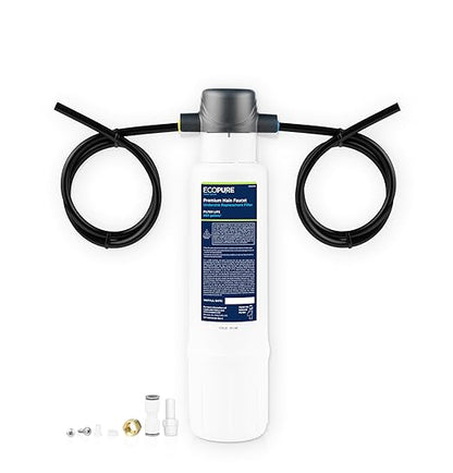 EcoPure EPWPFF Premium Main Faucet Under Sink Water Filtration System – NSF Certified to Reduce Lead, Chlorine, Cysts, PFAs, Microplastics, Bad Taste & Odor – Easy DIY Install Under Counter
