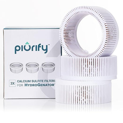 PIURIFY 3-Pack Calcium-Sulfite Filters for Water Hydrogen Pitcher, Removes Chlorine from Drinking Water, Replacement Fitlers for Hydrogen Water Machine, BPA-Free Material