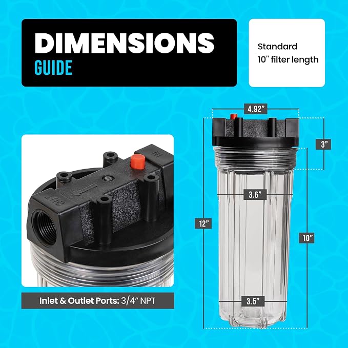 Cold Plunge Filter System with 10" Housing, 3/4" Ports, 2x 50 Micron Filters & ChillGuard XL Sleeve, Ice Bath Water Filtration Kit for Cold Plunge Tubs, Pools & Recovery Tanks