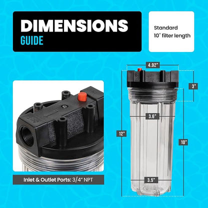 Cold Plunge Filter System with 10" Housing, 3/4" Ports, 2x 50 Micron Filters & ChillGuard XL Sleeve, Ice Bath Water Filtration Kit for Cold Plunge Tubs, Pools & Recovery Tanks