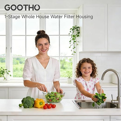 Whole House Water Filter Housing equiped with 10"x4.5" PP Sediment Filters for Well and City Water, Pre-Filtration System for Home, 1" NPT Port, (Housing + PP Filter Combo)