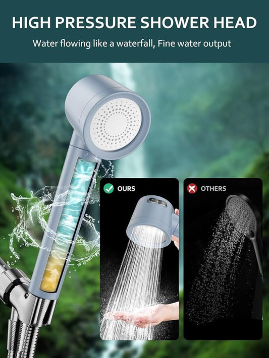 Filtered Shower Head with Handheld, High Pressure 3 Sprays Mode | Shower heads with Filters for Hard Water, Detachable Showerhead with 59" Stainless Steel Hose, Remove Chlorine