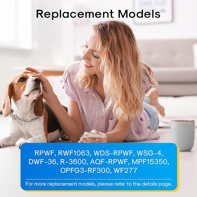 EXCELPURE RPWF Replacement for GE RPWF (Not RPWFE), RWF1063, RWF3600A, WSG-4, DWF-36, R-3600, MPF15350, OPFG3-RF300, BCF77, Refrigerator Water Filter, 4PACK