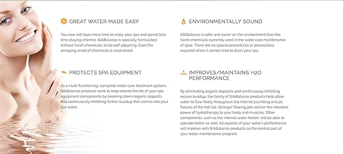Natural Hot Tub Water Care - 4-Month Supply - Weekly Spa Maintenance -Balancer, Clarifier, Conditioner - Simple, Soft, & Safe Water