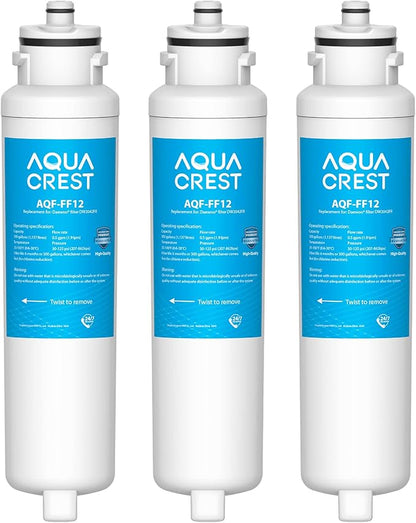 AQUACREST DW2042FR-09 Refrigerator Water Filter, Compatible with Daewoo DW2042FR, Kenmore 46-9130, DW2042FR-09, Aqua Crystal DW2042F-09 (Pack of 3)