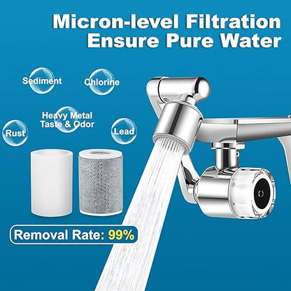 8 PCS Faucet Filter Cartridge Replacement for Kitchen & Bathroom Sink, 4 PP Cotton Fiber 4 Carbon Fiber for Faucet Extender Improve Water Conditions Removes Chlorine Fluoride Heavy Metal