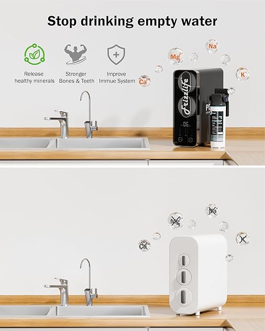 Frizzlife 800GPD Reverse Osmosis Water Filter, NSF/ASNI 58&42&372 Standard, Alkaline Mineral pH+ Tankless Reverse Osmosis System, 9-Stage Under Sink RO, 2:1 Pure to Drain, Smart Faucet, PD800-N