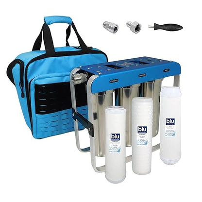 GoBluTech AR3 XLT, RV Water Filter System, 0.2 Micron Filter for Campers with Compact 10-inch Filters, 3 Stage Premium Filtration System, for RVs, Vans, and Boats - US Veteran Owned