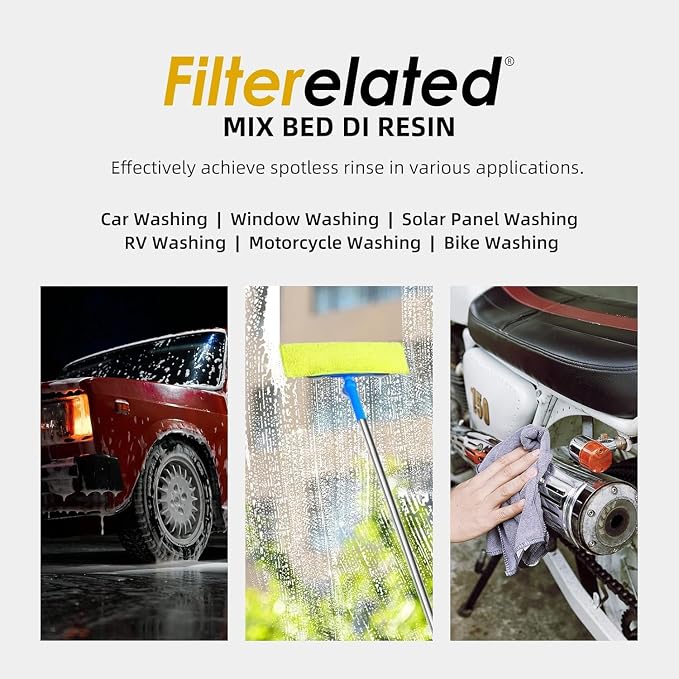 Filterelated Mixed Bed Deionized Di Resin Filter Fill, Suitable For Spotless Car Wash System Filter Change, Tds Filter, Aquarium Filter, Deionized Car Wash,5 Liters*2