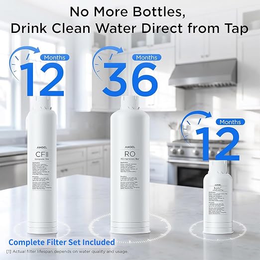 ANGEL X2 Tankless Reverse Osmosis System, 700 GPD, Under Sink RO Filter | NSF standards, 0.5 GPM fast flow, 2.5:1 pure-to-drain ratio, slim 4.72’’ design, easy DIY installation, 2-sec filter changes