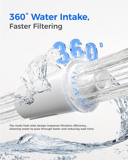 Waterdrop PT-11W 7-Cup Water Filter Pitcher with 6 Replacement Filters, Can Work with Brita® Water Pitchers & Filters, BPA-Free, Fast Flow, Reduces Chlorine and Lead, Up to 12 Months, White