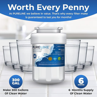 Pureline Replacement for GE® MWF® Refrigerator Water Filter, Smartwater MWFP, Kenmore 46-9991, Models MWFP, MWFINT, GWF, GWFA, Refrigerator Water Filter. NSF Certified. (3 Pack)