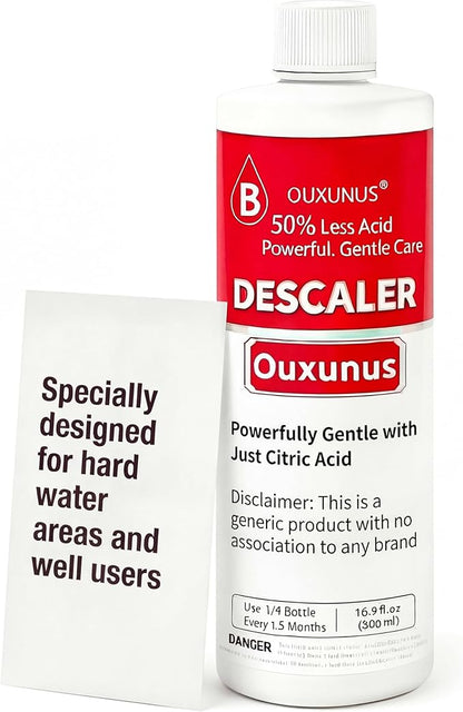 Gentle Descaling Solution Compatible with Breville Coffee Machines, 16.9 fl Oz Professional Formula for Hard Water & Well Users, （4 Uses Descaler）