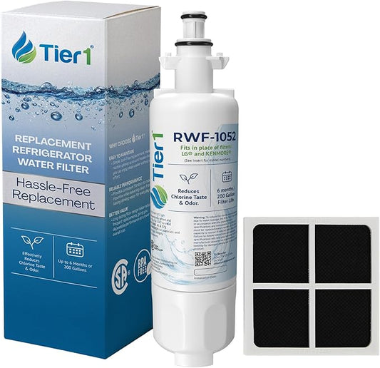 Tier1 RWF1052 ADQ36006101 Refrigerator Water & Air Filter Combo | Replacement for LG LT700P & Kenmore 9690 Fridge Filter - Lasts up to 6 Months | Easy Install | Odor Control | Great Tasting Water