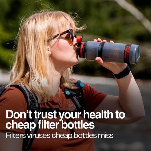 Water-to-Go Active Water Filter Bottle, 25oz/75cl | International Travel, Portable Purification, Eco-Friendly Bioplastic, New Leak-Proof Lid, Filters Viruses Most Bottles Miss